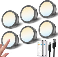 black LED rechargeable puck lights with remote wireless for kitchen under cabinet lighting close counter push tap light