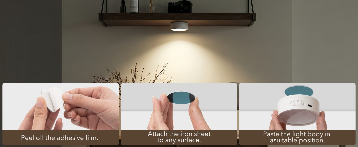 white puck lights wireless stick on magnet light