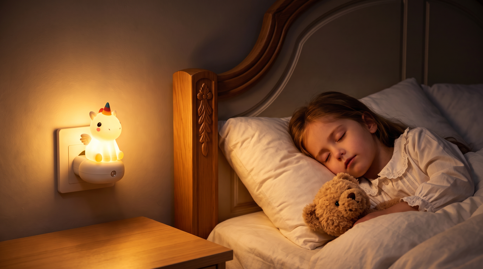 silicone-shaped night light plugged into a wall 