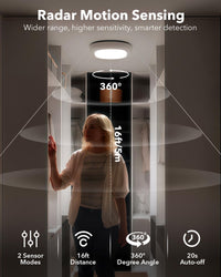 Overhead battery-operated ceiling light for closet
