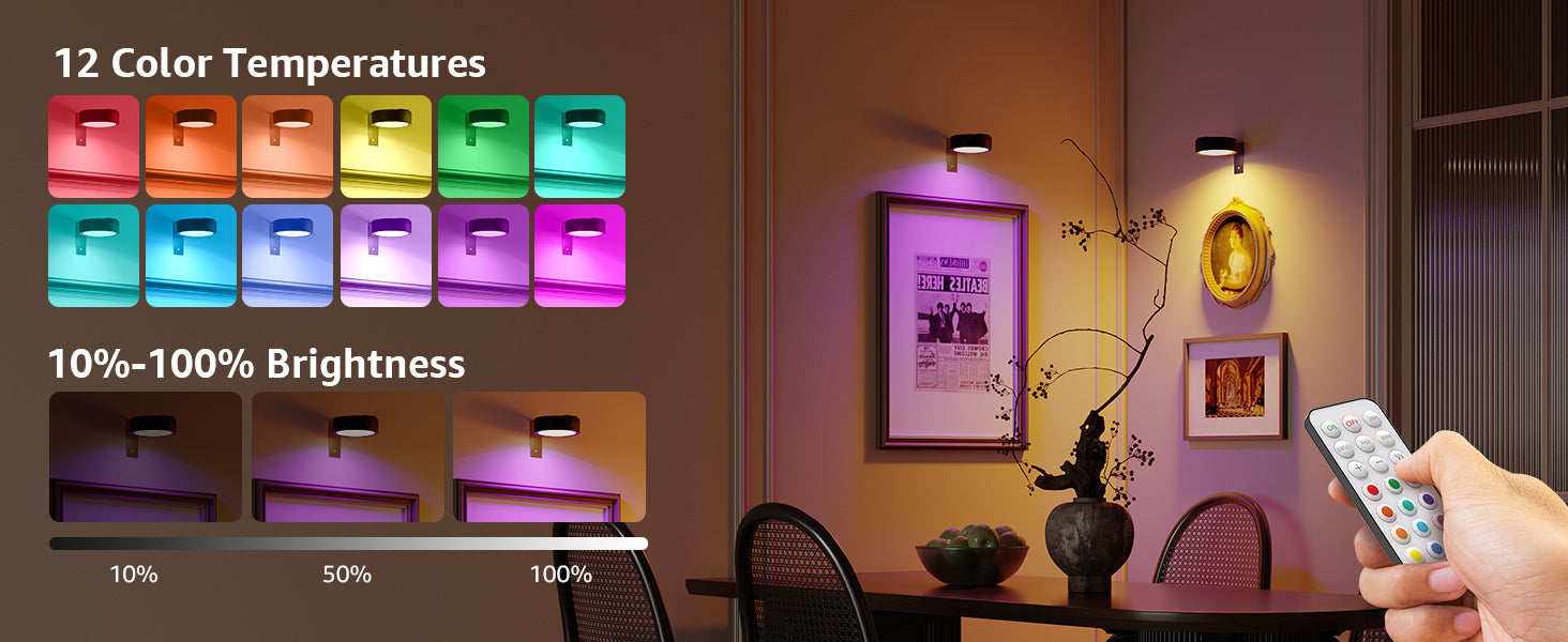 Over picture lights for wall rechargeable RGB LED light with remote