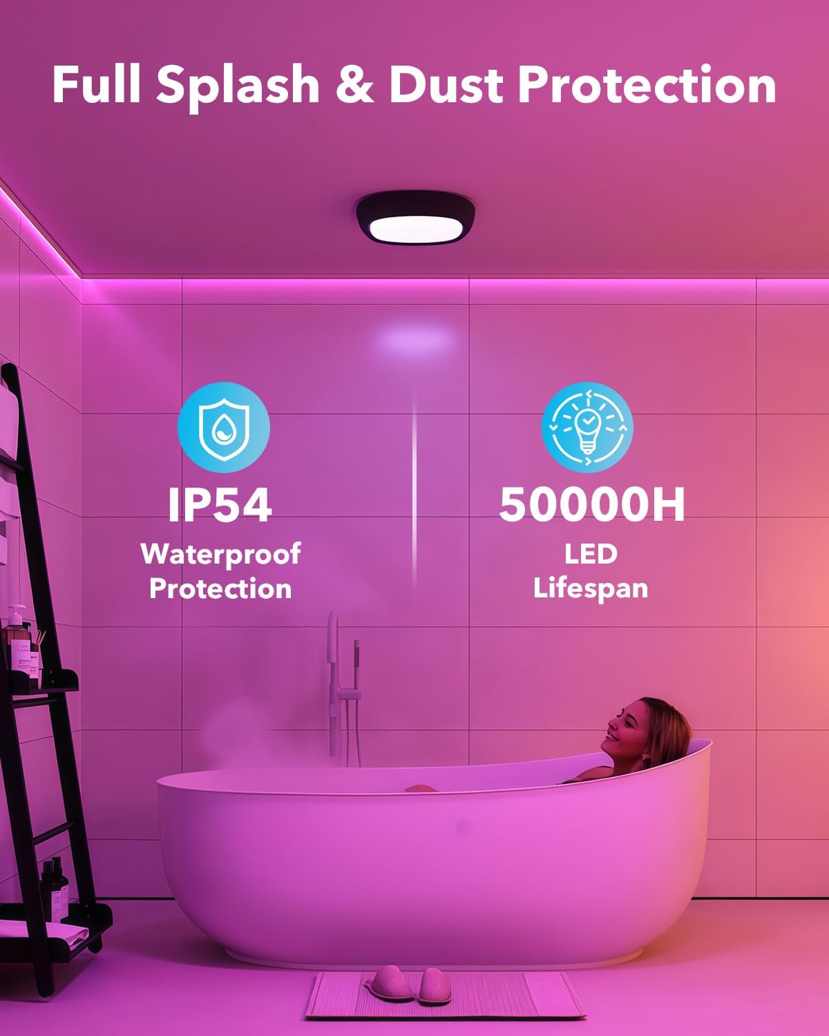 Motion Sensor Rechargeable Ceiling Light battery operated waterproof shower lights