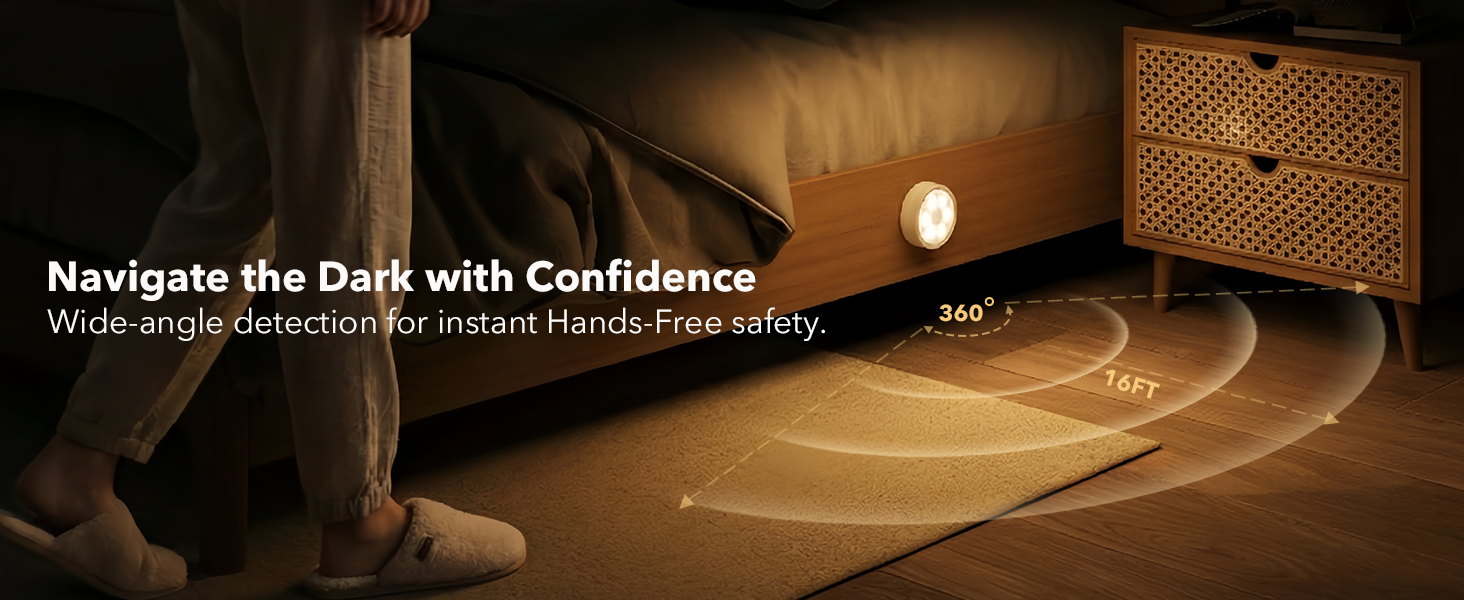 radar motion sensor puck lights with 360-degree detection 