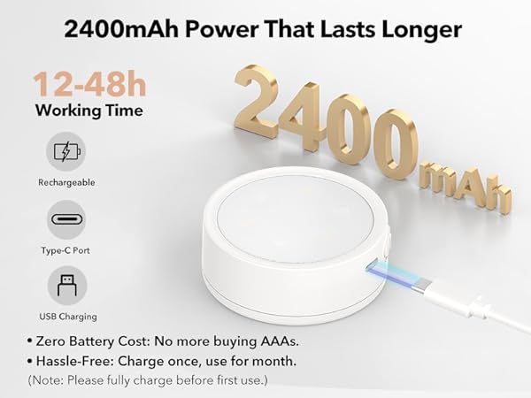White  2400mAh rechargeable puck lights