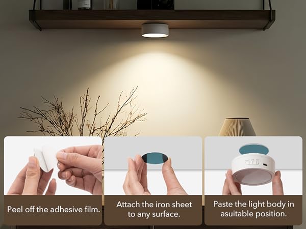 white puck lights wireless stick on magnet light