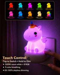Educational Toys Birthday Gifts for 1 2 3 4 5 6 Year Old Girls Boys | 3-in-1 Learning Cute Night Light Plug into Wall, Silicone Squishy Unicorn Capybara Dog, Kids Bedroom Bathroom Pink Room Decor