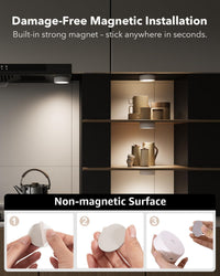 damage-free magnetic installation rechargeable puck lights