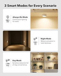 rechargeable motion sensor puck lights with three smart lighting modes 