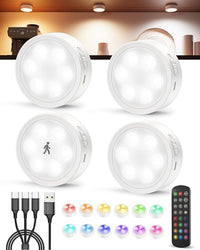 rechargeable motion sensor puck LED lights with  remote control 