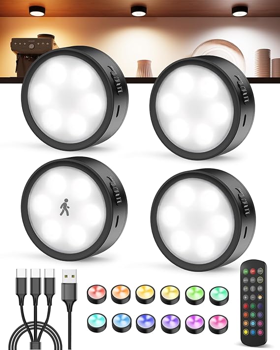 rechargeable puck lights with remote