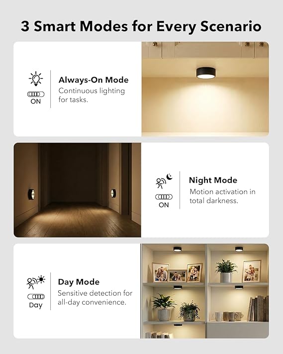 puck lights with 3 smart modes