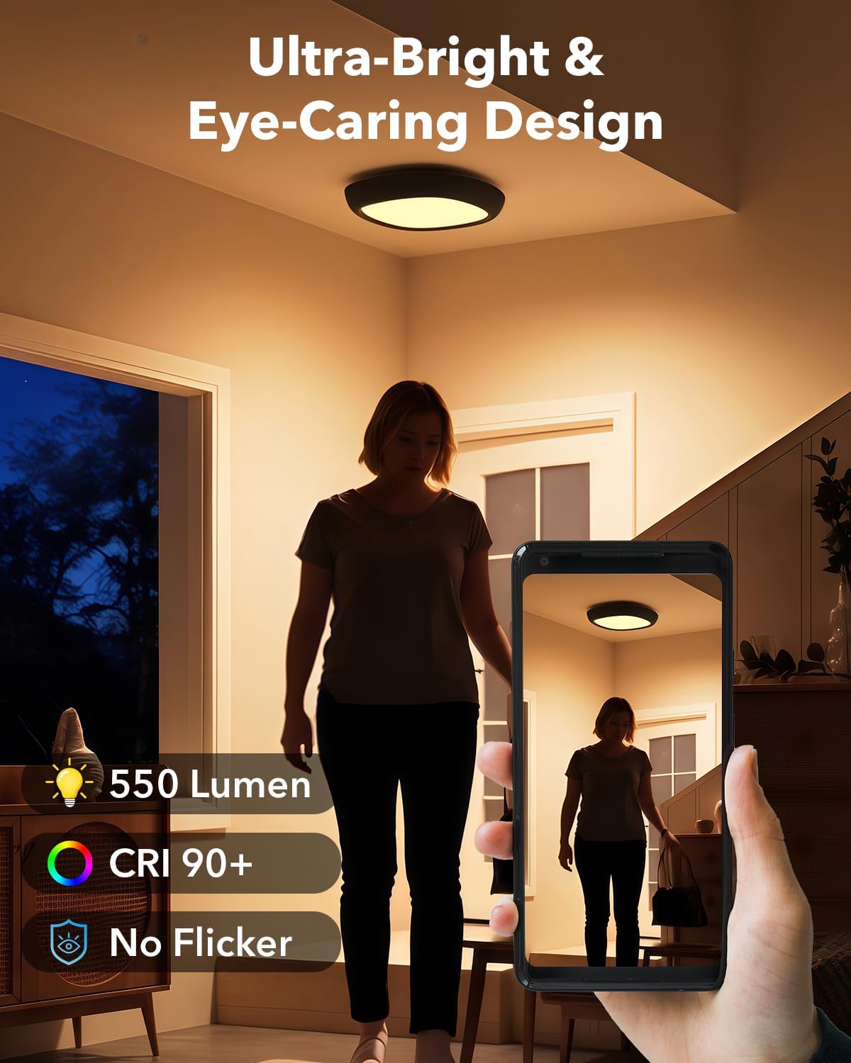Motion Sensor Rechargeable Ceiling Light with Remote, 12000mAh Waterproof LED Lighting Wireless Shower Lights Battery Operated