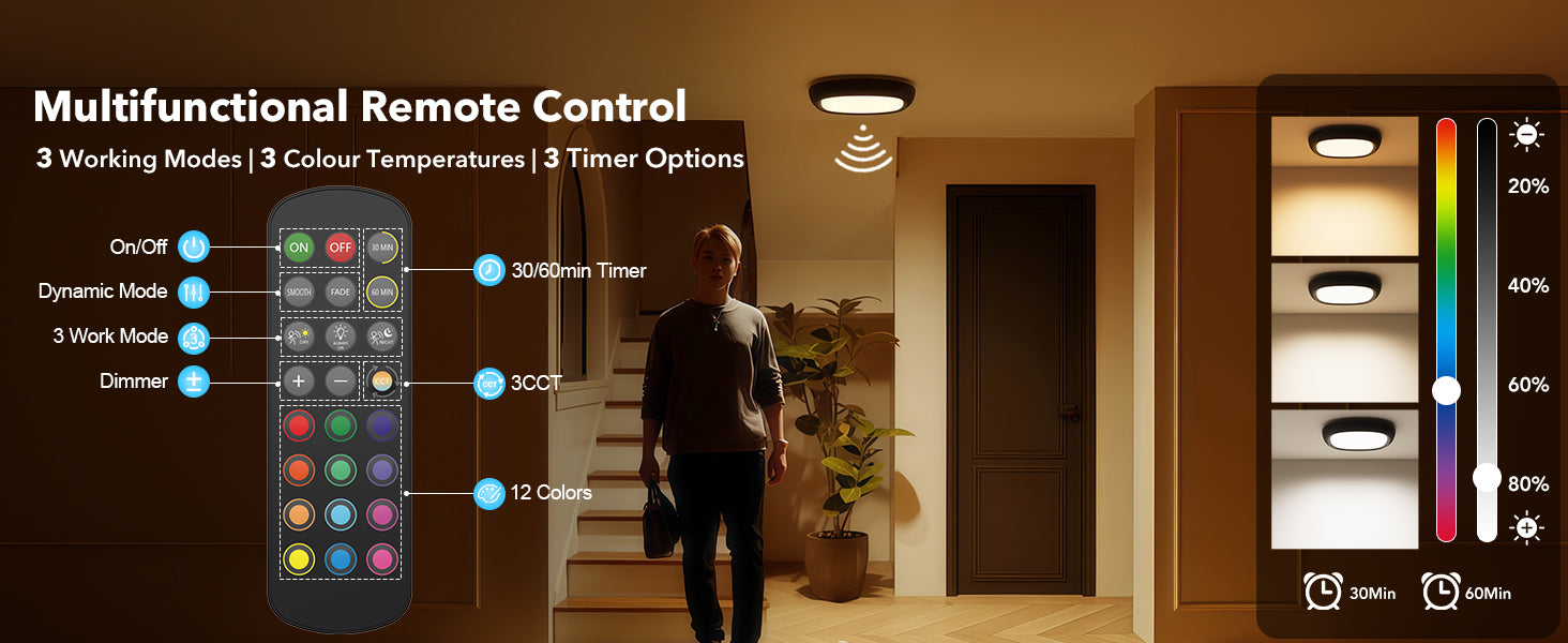 battery ceiling light with remote control