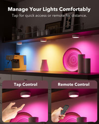 rechargeable puck lights with  tap control and remote control under the   kitchen shelf