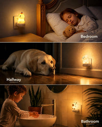 Educational Toys Birthday Gifts for 1 2 3 4 5 6 Year Old Girls Boys | 3-in-1 Learning Cute Night Light Plug into Wall, Silicone Squishy Unicorn Capybara Dog, Kids Bedroom Bathroom Pink Room Decor