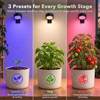 3-stage full spectrum grow light: Seedling, Veg, and Bloom mode