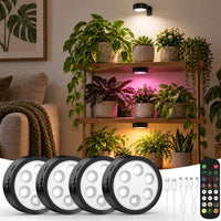 4-pack cordless grow lights for indoor plants with remote