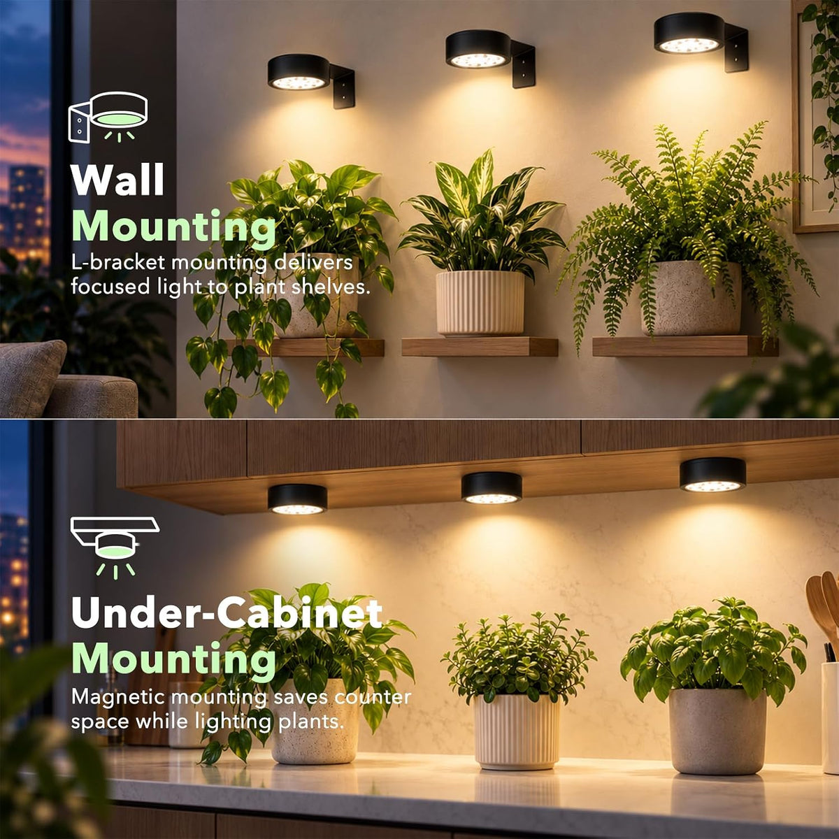 iXwind grow light with 90-degree metal L-bracket and magnetic mount