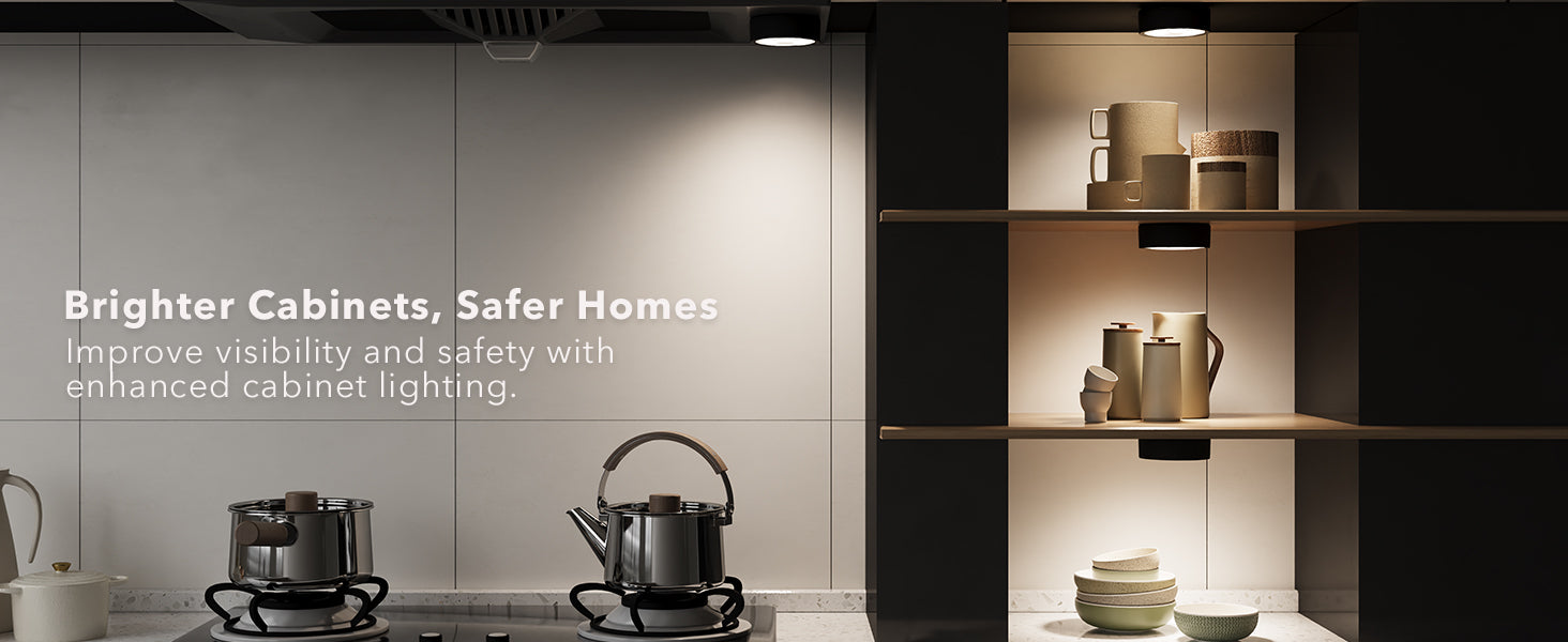 rechargeable motion sensor puck lights under the kitchen cabinet bring safe