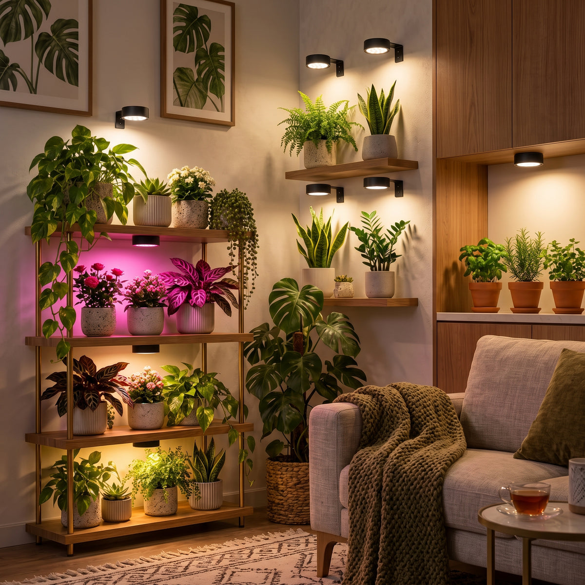 rechargeable grow lights for  indoor plant shelves