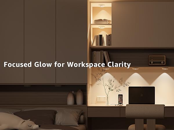 Modern office space with focused shelves lighting for clarity