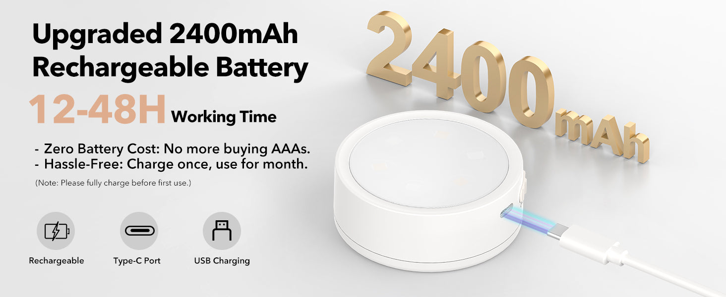 White  2400mAh rechargeable puck lights