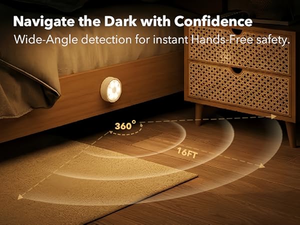 radar motion sensor puck lights with 360-degree detection 